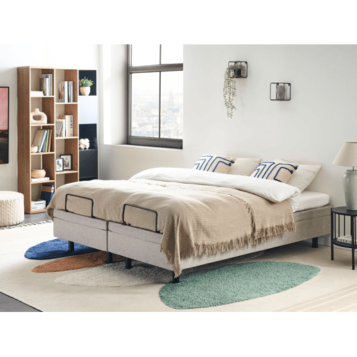 Cama ajustável sem cabeceira Tecido DUKE 160 x 200 cm Creme