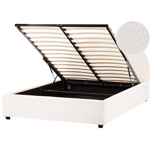 Cama baú Bouclé VAUCLUSE 140 x 200 cm Branco creme