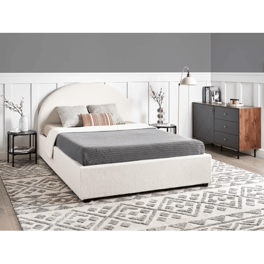 Cama baú Bouclé VAUCLUSE 140 x 200 cm Branco creme