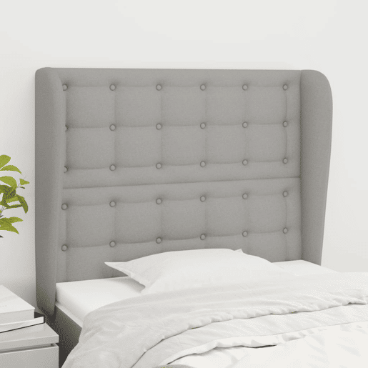 vidaXL Cabeceira de cama c abas tecido 93x23x118128cm cinzento-claro vidaXL Cabeceira de cama c abas tecido 93x23x118128cm cinzento-claro
