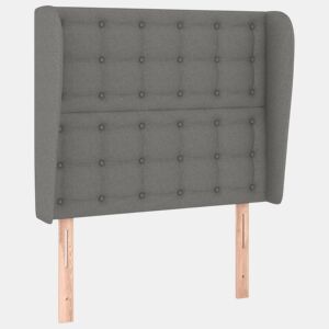 vidaXL Cabeceira cama c abas tecido 93x23x118128 cm cinzento-escuro