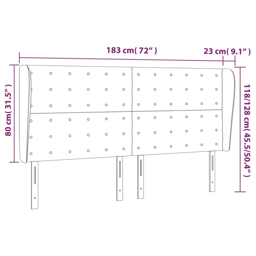 vidaXL Cabeceira de cama c abas tecido 183x23x118128 cm preto