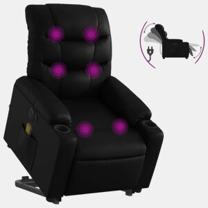 vidaXL Poltrona reclinável elevatória elétrica couro artificial preto