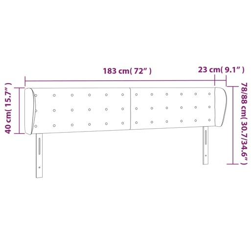 vidaXL Cabeceira cama abas tecido 183x23x7888 cm cinzento-acastanhado vidaXL Cabeceira cama abas tecido 183x23x7888 cm cinzento-acastanhado