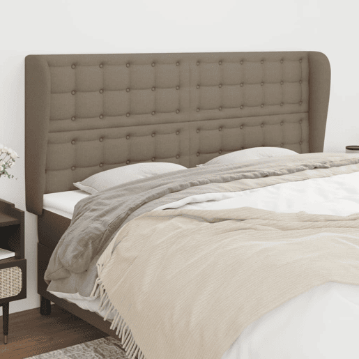 vidaXL Cabeceira cama abas tecido 183x23x118128 cm cinza-acastanhado vidaXL Cabeceira cama abas tecido 183x23x118128 cm cinza-acastanhado
