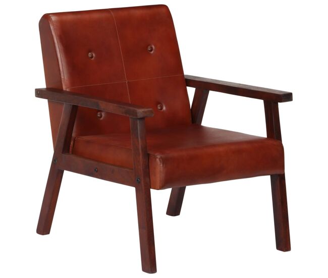 Vidaxl sillón de cuero auténtico marrón