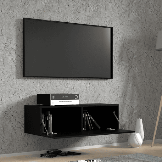 Móvel TV de parede com 1 porta 100 cm Bali Preto