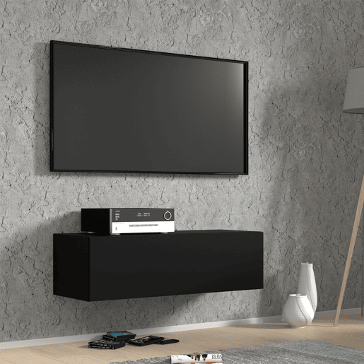 Móvel TV de parede com 1 porta 100 cm Bali Preto