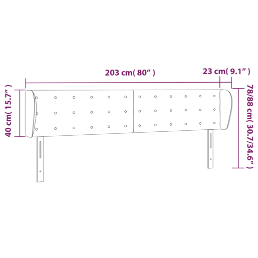 vidaXL Cabeceira cama abas tecido 203x23x7888 cm cinzento-acastanhado
