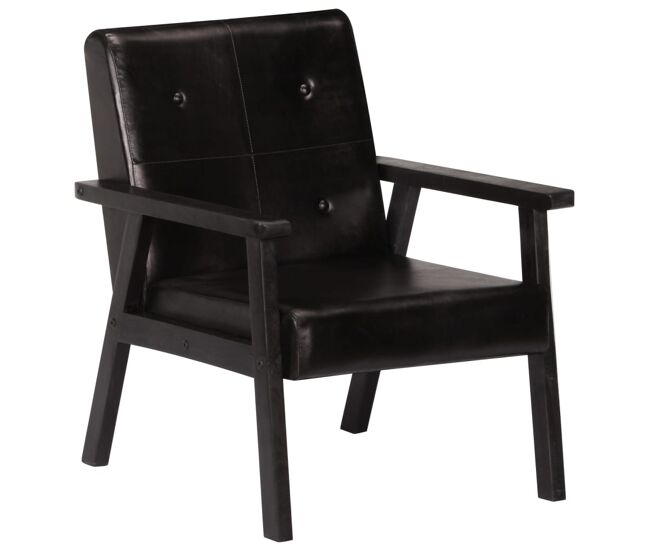 Vidaxl sillón de cuero auténtico negro