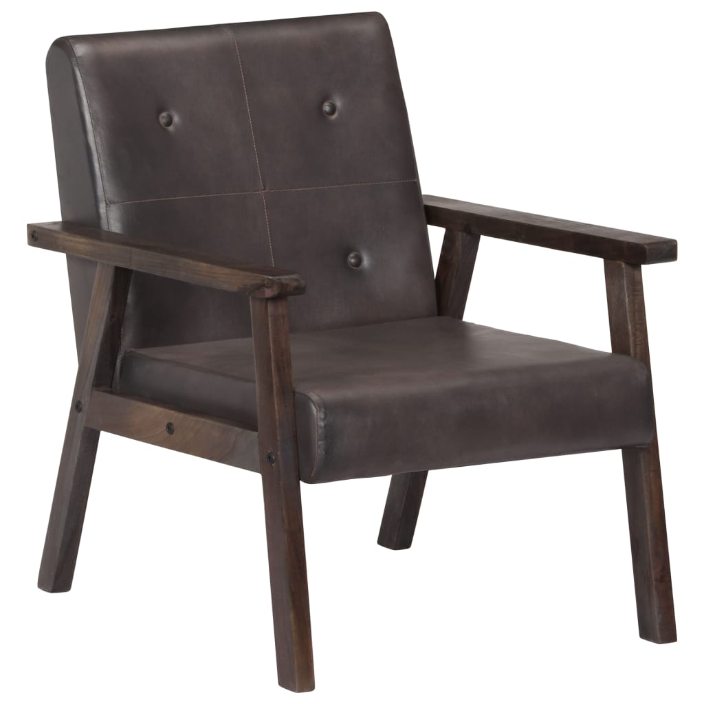 Vidaxl sillón de cuero auténtico gris