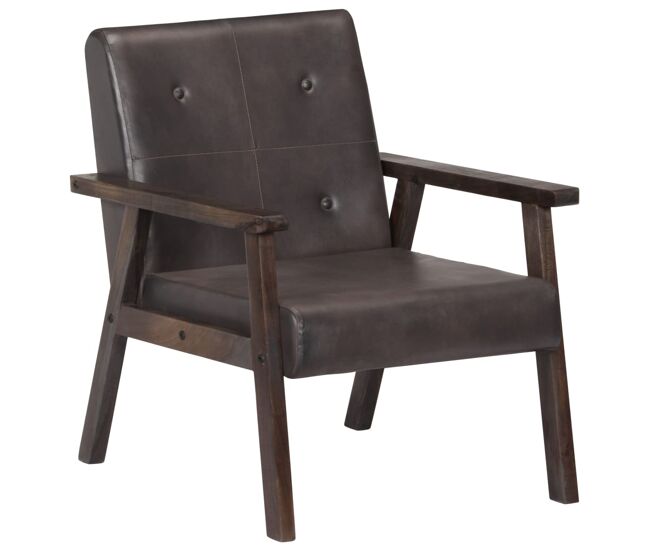 Vidaxl sillón de cuero auténtico gris