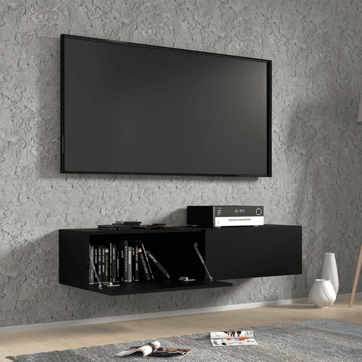 Móvel para televisão de parede Bali Black com 2 portas 140 cm