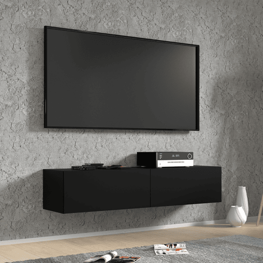 Móvel para televisão de parede Bali Black com 2 portas 140 cm