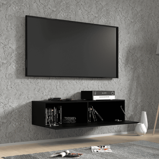 Móvel TV de parede com 1 porta 120 cm Bali Preto