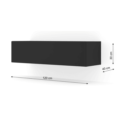 Móvel TV de parede com 1 porta 120 cm Bali Preto
