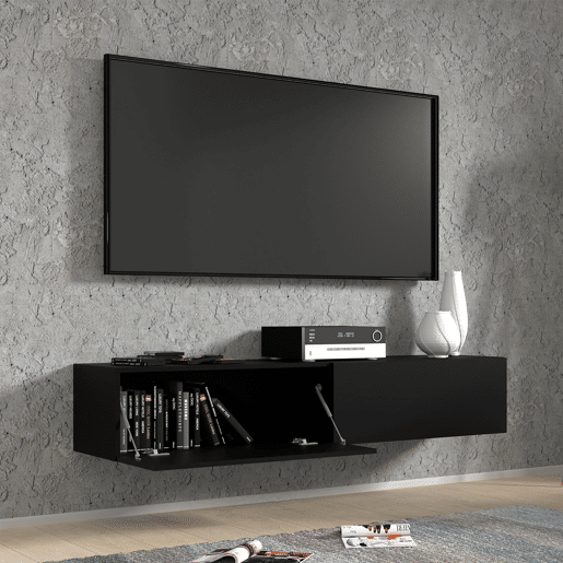 Móvel TV de parede com 2 portas 160 cm Bali Preto
