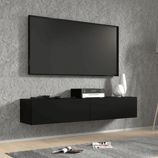 Móvel TV de parede com 2 portas 160 cm Bali Preto