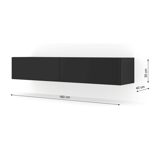 Móvel TV de parede com 2 portas 160 cm Bali Preto
