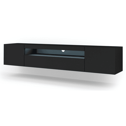 Móvel TV mural 3 portas 200 cm LED Aurus Preto