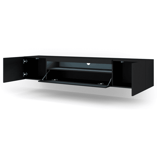 Móvel TV mural 3 portas 200 cm LED Aurus Preto