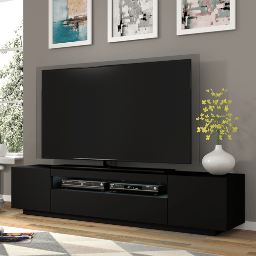 Móvel TV mural 3 portas 200 cm LED Aurus Preto