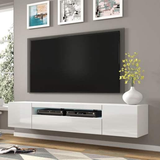 Móvel de parede para TV Aurus Branco com 3 portas, 200 cm