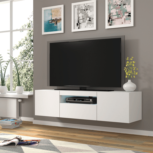 Móvel de parede para TV LED Aurus Branco com 3 portas 150 cm
