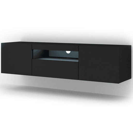 Móvel de parede para TV LED Aurus Preto com 3 portas 150 cm