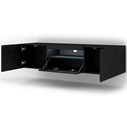Móvel de parede para TV LED Aurus Preto com 3 portas 150 cm