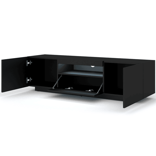 Móvel de parede para TV LED Aurus Preto com 3 portas 150 cm