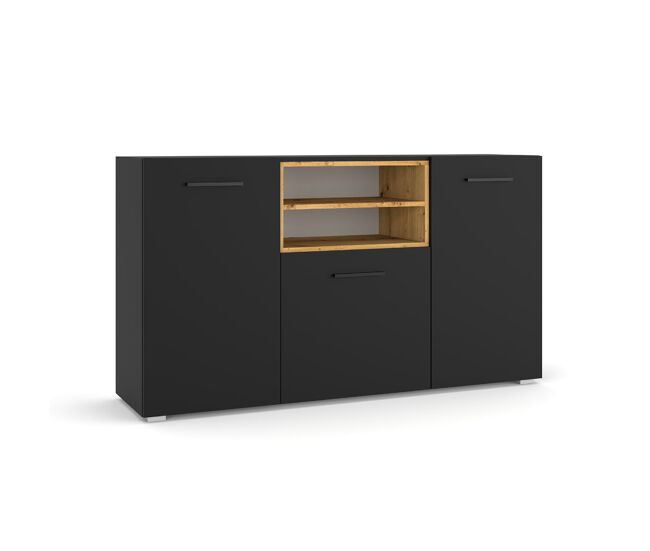 Bufé 3 puertas ania negro y madera