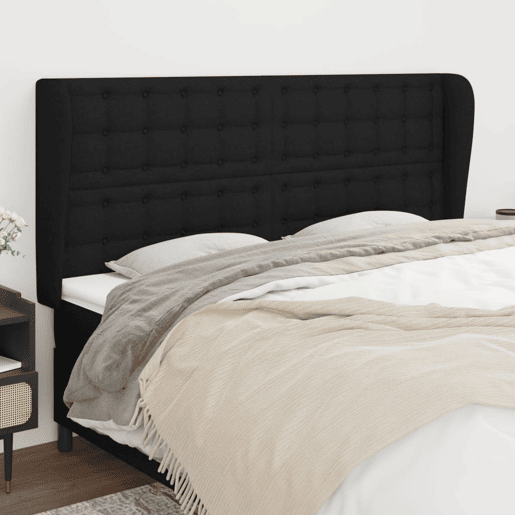 vidaXL Cabeceira de cama c abas tecido 163x23x118128 cm preto