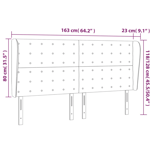 vidaXL Cabeceira de cama c abas tecido 163x23x118128 cm preto
