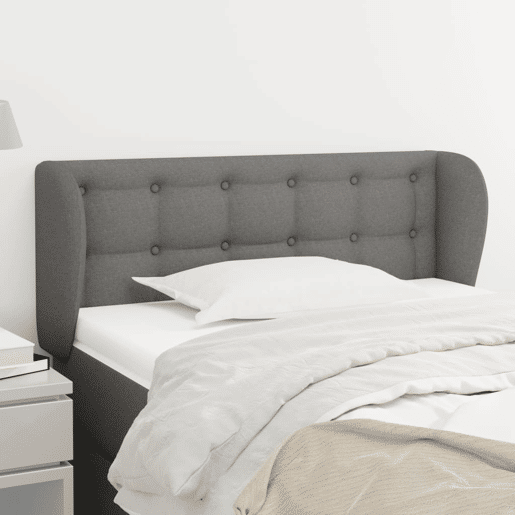 vidaXL Cabeceira de cama c abas tecido 93x23x7888 cm cinzento-escuro