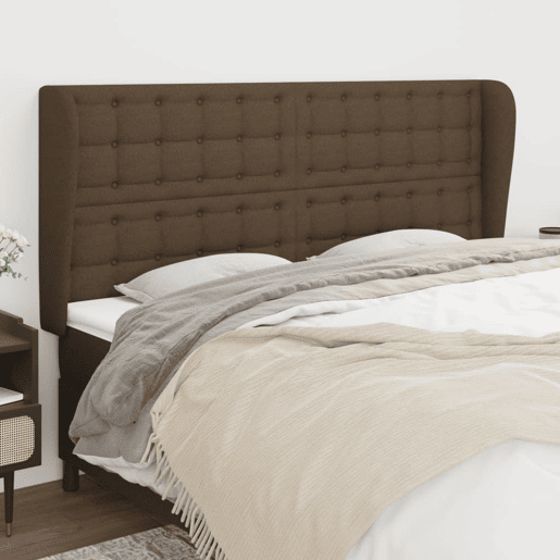 vidaXL Cabeceira cama c abas tecido 183x23x118128 cm castanho-escuro vidaXL Cabeceira cama c abas tecido 183x23x118128 cm castanho-escuro