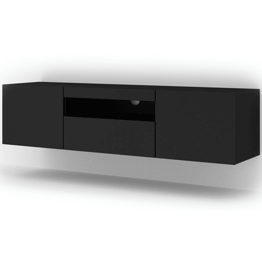 Móvel para televisão de parede Aurus Preto com 3 portas e 150 cm