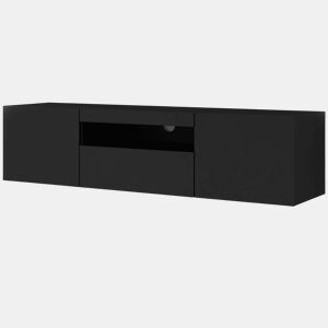 Móvel para televisão de parede Aurus Preto com 3 portas e 150 cm