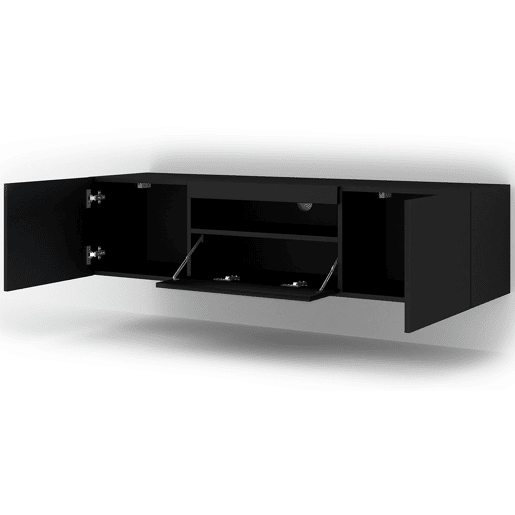 Móvel para televisão de parede Aurus Preto com 3 portas e 150 cm