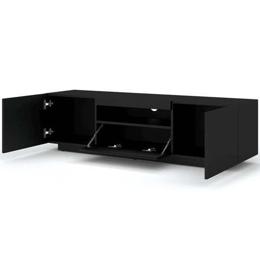 Móvel para televisão de parede Aurus Preto com 3 portas e 150 cm