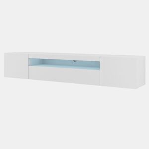 Móvel de parede Aurus White LED TV com 3 portas, 200 cm