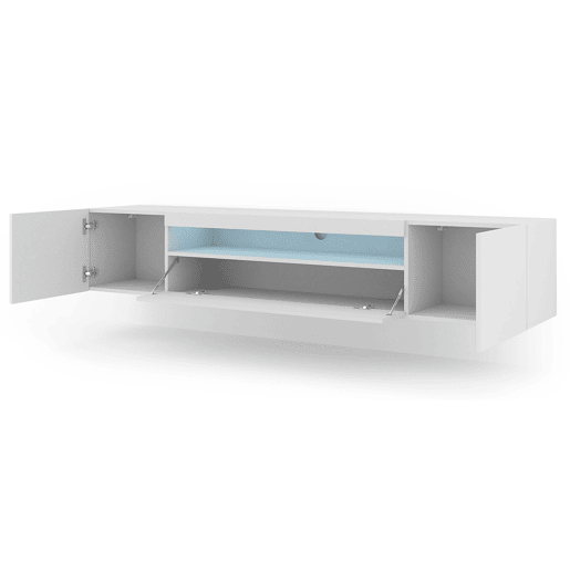 Móvel de parede Aurus White LED TV com 3 portas, 200 cm