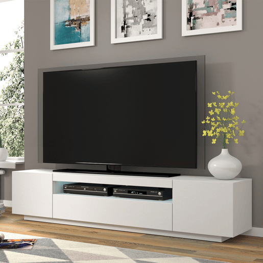 Móvel de parede Aurus White LED TV com 3 portas, 200 cm