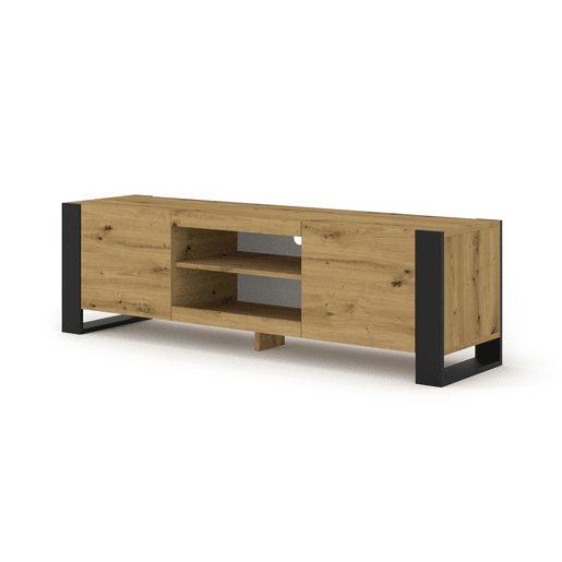 Gani 158 cm Suporte de TV de 2 portas em madeira e preto