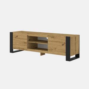 Gani 158 cm Suporte de TV de 2 portas em madeira e preto