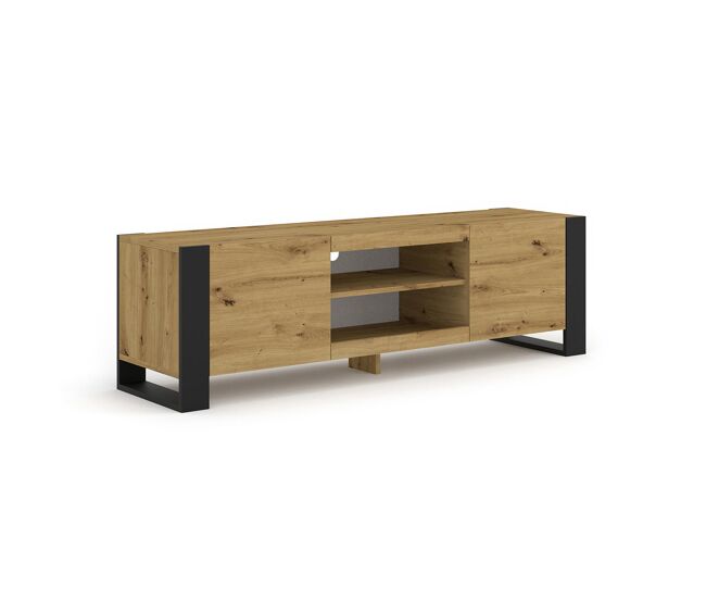 Mueble TV 2 puertas 158 cm Gani Madera y Negro