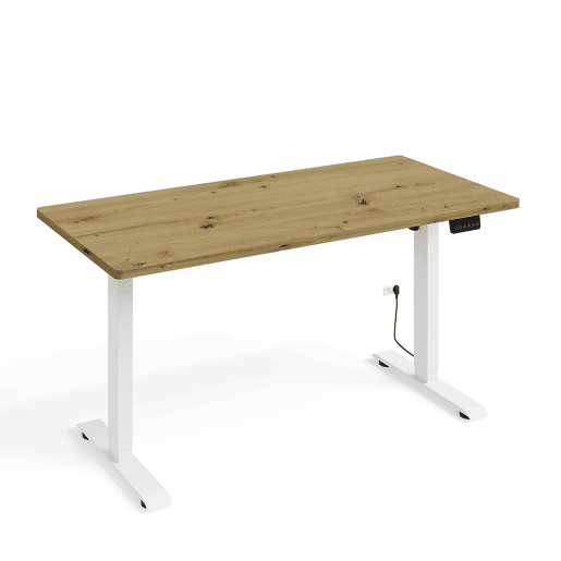 Secretária eléctrica 140 cm Ergo Madeira e Branco