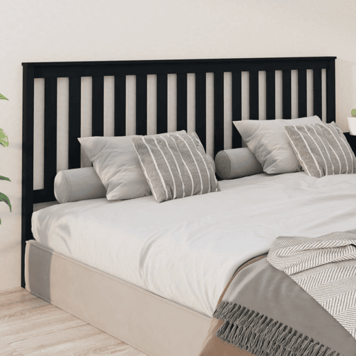 vidaXL Cabeceira de cama 206x6x101 cm pinho maciço preto vidaXL Cabeceira de cama 206x6x101 cm pinho maciço preto