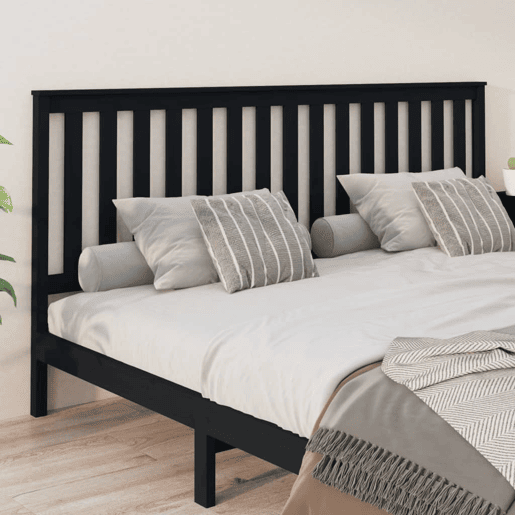 vidaXL Cabeceira de cama 206x6x101 cm pinho maciço preto vidaXL Cabeceira de cama 206x6x101 cm pinho maciço preto