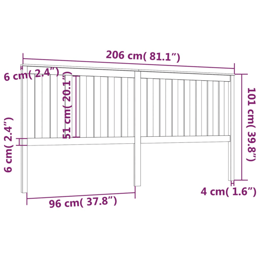 vidaXL Cabeceira de cama 206x6x101 cm pinho maciço preto vidaXL Cabeceira de cama 206x6x101 cm pinho maciço preto